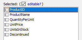 The editable? checkbox enables field editing